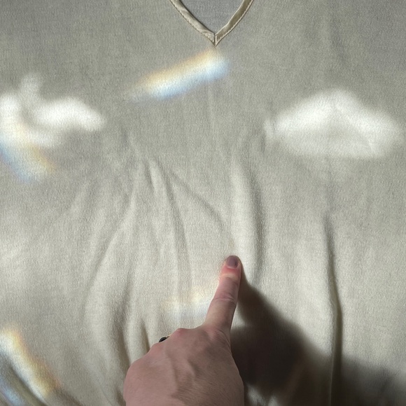 M Holiday Vintage knit V top elastic waist. Loose fit. Short sleeve with ties - Picture 5 of 7